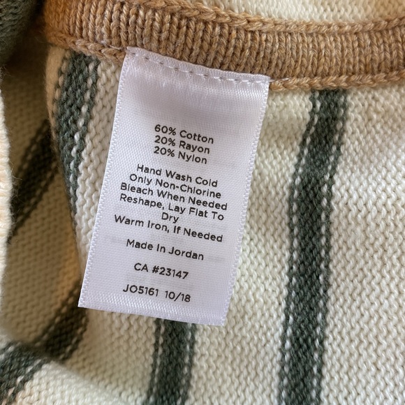 Talbots striped sweater, size M, Green & cream, NWT - Picture 9 of 10